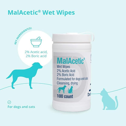 MalAcetic Wet Wipes for Dogs and Cats 100 Count