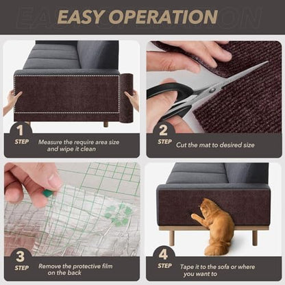 78.7"X15.8" Cat Scratching Mat, Self-Adhesive Cat Scratch Carpet, DIY Cats Scratch Furniture Protector for Couch, Sofa, Wall & Door, Durable Furniture Guards Couch Scratcher from Cats Claws (Brown) - Image 6