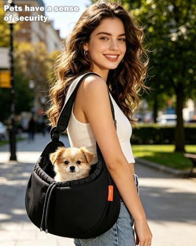 Pet Sling Carrier for Small Dogs & Cats up to 15 lbs,Puppy Carrier Purse with Storage Pocket,Hands-Free Pet Carrier Bag for Travel,Adjustable Shoulder Strap,Machine Washable - Image 6