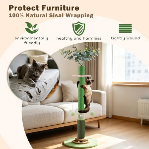 37.5'' Tall Cat Scratching Post,Cat Toys,Scratcher Tree for Indoor - Image 4