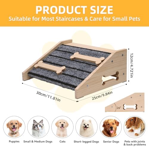 Dog Ramp for Stairs, 2-Pack Wooden Stair Wedge for Dogs - Image 2