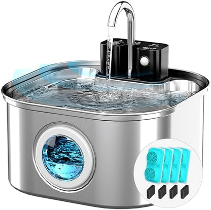 Lawfery 3.2L/108oz Wireless Stainless Steel Cat Water Fountain by Lawfery