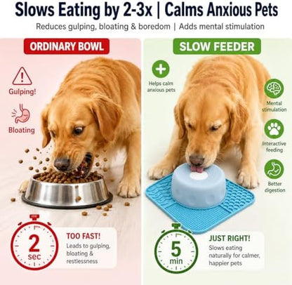 2-in-1 Lick Bowl with Rolling Ball: Slow Feeder Dog Bowl - Image 4