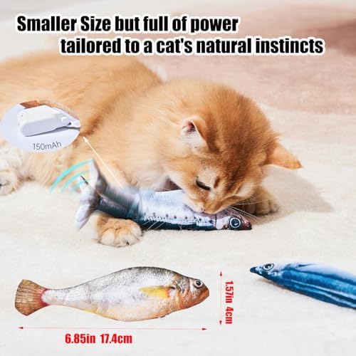 2 Packs Cat Toys Floppy Fish with Catnip, Realistic Moving Cat Fish Toy - Image 6