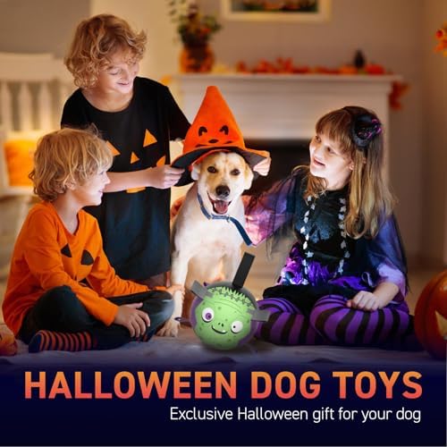 QDAN Halloween Dog Toys, Dog Soccer Balls with Straps, Outdoor Dog Toys - Image 6