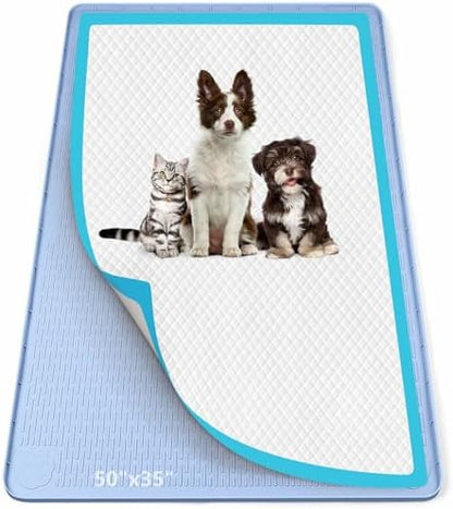 Pee Pad Holder for Dogs 50''x35'' Silicone Puppy Pee Pad Tray, Blue by Bartuke