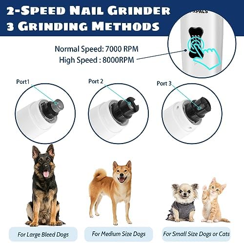 Dog Nail Grinder with 5 LED Shadow Free Light, Dog Nail Trimmer Protect Pet Paws from Over Grinding with 2 Speed Super Power Motor for Small, Medium and Large Dogs & Cats Paws Grooming - Image 4