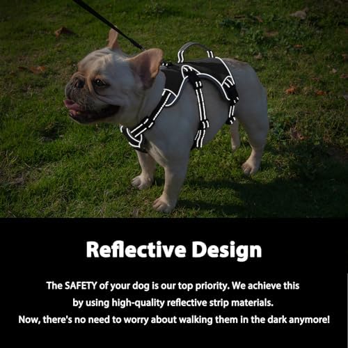 Huntboo Escape Proof Dog Harness, Dachshund Harness, Reflective Dog Harness with Handle, Durable,Adjustable Vest for Small Medium Large Dogs Walking, Training, and Running Gear (Black,XL) - Image 3