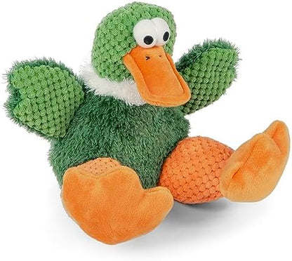 goDog Checkers Sitting Duck Squeaky Plush Dog Toy, Chew Guard Technology - Green, Large - Image 3