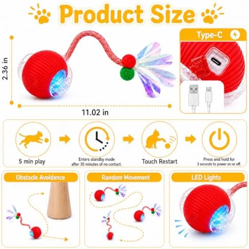 Interactive Cat Toy Ball, Smart Moving Pet Toy for Cats & Dogs - Image 4