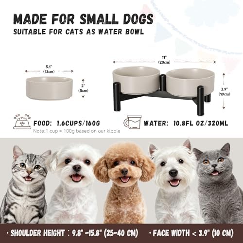 Raised Ceramic Dog Bowl Set with Stand, 1.6 Cups Elevated Dog Food Stand - Image 2