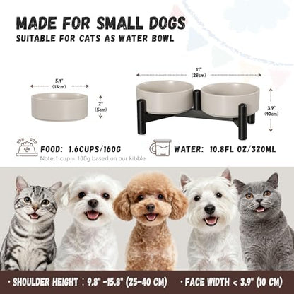 Raised Ceramic Dog Bowl Set with Stand, 1.6 Cups Elevated Dog Food Stand - Image 2