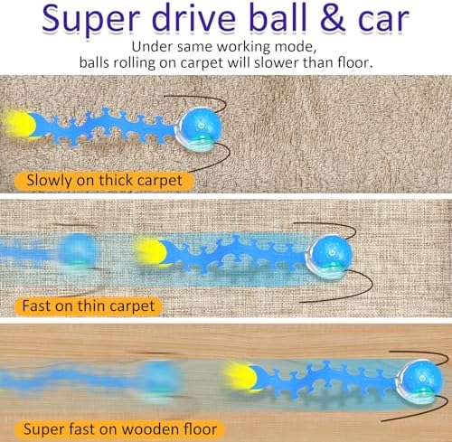 Giociv Interactive Cat Toys Ball for Indoor Cats Fast Rolling on Carpet, Chirping & Motion Activate Cat Toys (Blue Centipede) - Image 2