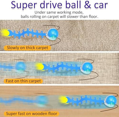 Giociv Interactive Cat Toys Ball for Indoor Cats Fast Rolling on Carpet, Chirping & Motion Activate Cat Toys (Blue Centipede) - Image 2