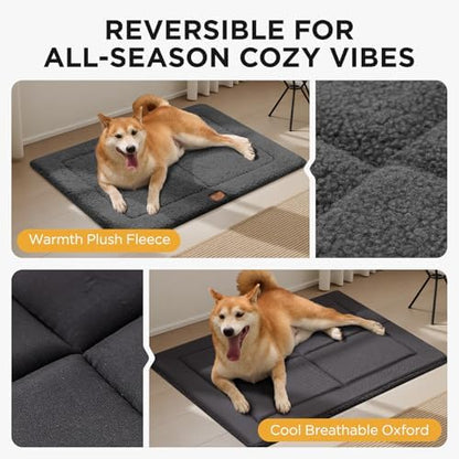 Joydeco Low Profile Dog Crate Mat Reversible Bed Pad, Washable Dog Pad Mat with Ultra Soft Fleece, Compact Design Kennel Beds Mats for Large Medium Small Pets, 36" x 27" Dark Gray - Image 3