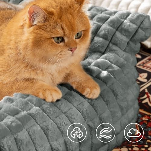 Cat Couch Bed with Fluffy Faux Rabbit Fur for Indoor Cats, 30 Inch - Image 3