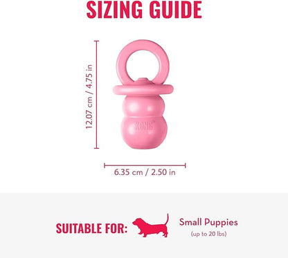 KONG Puppy Binkie - Pacifier Dog Toy for Puppies - Stuffable Treat Chew Toy for Treats - Durable Natural Rubber for Teething Puppy - for Small Puppies - Pink