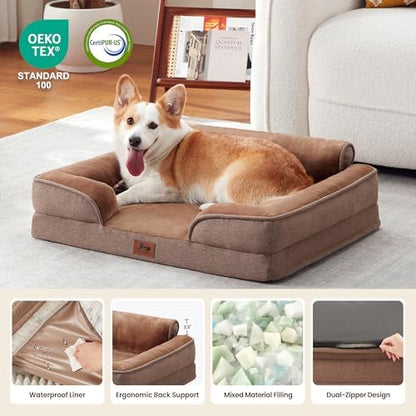 Medium Orthopedic Dog Bed for Small Dog, Removable Washable, Brown - Image 2