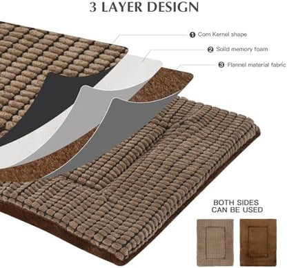 BVAGSS Dog Bed Mat,Reversible Crate Pad, Memory Foam Beds, Soft Warm Pet Cushion for Small Medium Dogs, Washable Pet Sleeping Mattress Kennel Bed Pad XH079 (42''x28''x1.6'',Brown) - Image 3