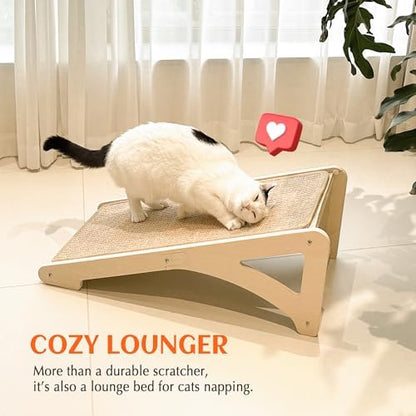 PETKARAY Cat Scratcher, Sisal Cat Scratching Ramp, L Shape Scratch Pad for Indoor Kitty, 27" Wall Furniture Protector with Mouse Toy - Image 6