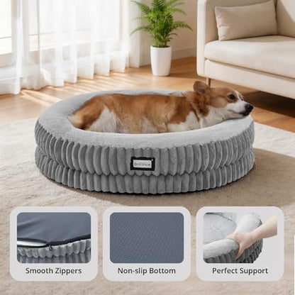 BALANCE Donut Dog Bed, 30 Inches Round Dog Bed Medium Size Dogs Washable, Orthopedic Calming Dogs Beds for Kitten, Fluffy Plush Faux Fur Pet Bed with Anti-Slip Bottom - Image 4