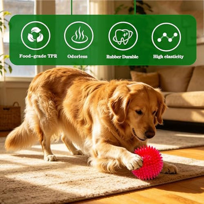 4.5″ Squeaky Dog Balls 4 Color Dog Toys Balls for Medium Large Dogs Pet Puppy Chew Toys for Teething No Odor Durable Spiky Balls for Teeth Cleaning and Training for Large Dogs (Large) - Image 3