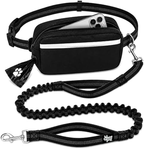 Race&Herd Dog Running Leash Hands Free — 68" Bungee Waist Belt (Onyx) by RaceHerd