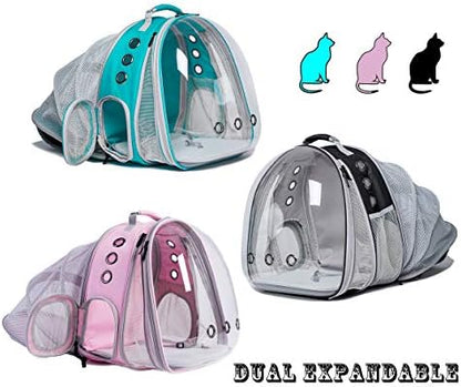Dual Expandable Polarized Cat Backpack Carrier, Fit up to 20 lbs, Expandable Front & Back Space Capsule Polarized Bubble Pet Carrier for Large Cat and Small Dog, Pet Carrying Hiking Traveling Backpack - Image 4