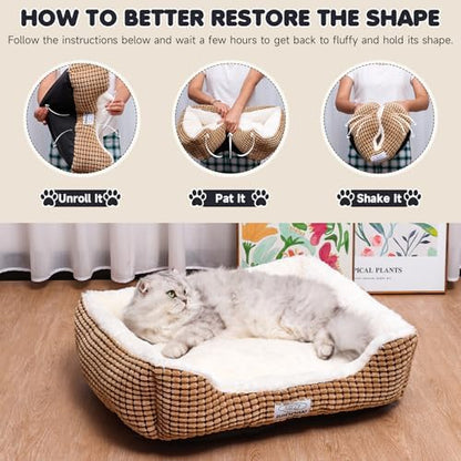 Dog Beds for Small Medium Dogs Washable, Calming Dog Bed Small Size Dog, Orthopedic Dog Bed, Warming Soft Calming Sleeping Puppy Bed Durable Pet Bed with Anti-Slip Bottom (25 inch, Coffee) - Image 7