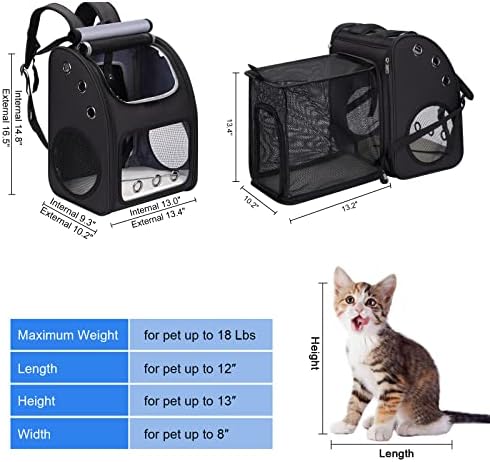 Expandable Cat Backpack Carrier for Small Cats & Pets Up to 18 lbs - Image 2