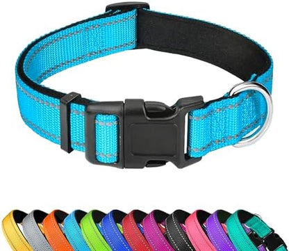 Reflective Dog Collar, Adjustable Soft Neoprene Padded,Sky Blue,XS by PWOD