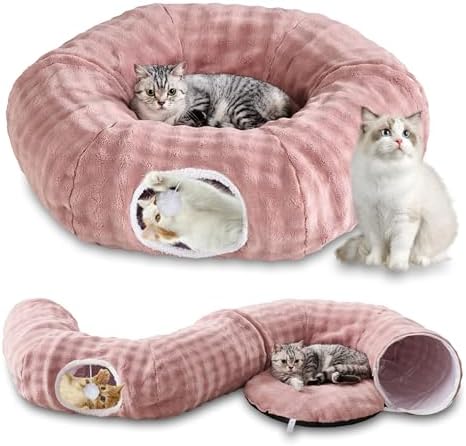 Bubble Round Cat Tunnel for Indoor Cats, Dusty Pink by Yaning
