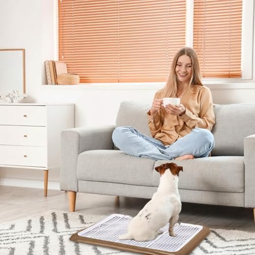 Mifoci Dog Pee Pad Holder Potty Tray Portable Dog Litter Box Toilet Training for Indoor Outdoor Small Medium Large Pet Puppy(Coffee,25.59 x 18.9 Inches,1 Pcs) - Image 7