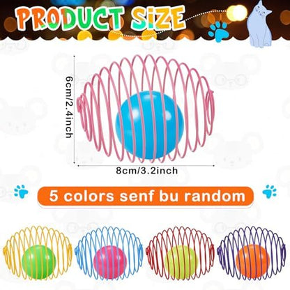 Jecery 5 Pcs Cat Toys Spring,Glow Ball,Multicolor - Image 2
