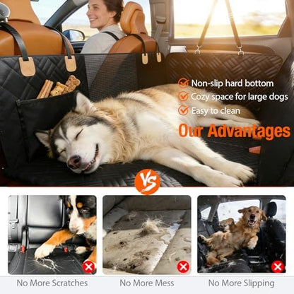 Dog Car Seat Cover, 600D Heavy Duty Waterproof Pet Back Seat Extender with Hard Bottom, Nonslip Scratch Proof Dog Hammock, Machine Washable Car Protector for Cars Trucks SUVs - Image 2