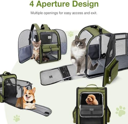 Large Cat Backpack Carrier Expandable Pet Carrier Backpack for Small Dogs Medium Cats Fit Up to 18 Lbs, Dog Backpack Carrier, Foldable Puppy Backpack Carrier for Travel, Hiking,Dark Green - Image 5