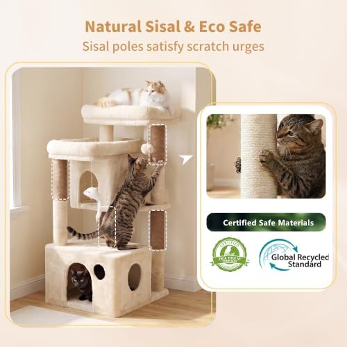 Heybly 34.6" Cat Tree Anti-Tipping Floor Cat Condo for Kittens, HCT205SMJ - Image 4