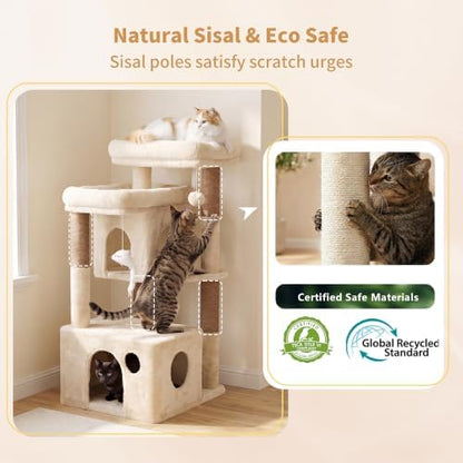 Heybly 34.6" Cat Tree Anti-Tipping Floor Cat Condo for Kittens, HCT205SMJ - Image 4
