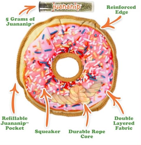 Doggijuana Tuffer Chewer Plush Dog Toy, Sprinkled Donut | Squeaky Refill - Image 4