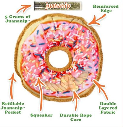 Doggijuana Tuffer Chewer Plush Dog Toy, Sprinkled Donut | Squeaky Refill - Image 4
