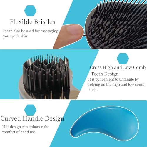 Comma-Shaped Small Dog Brush, Puppy Essentials (Blue) - Image 3
