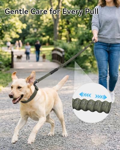 Joytale Tactical Bungee Dog Leash, Shock Absorbing No Pull, Army Green - Image 3