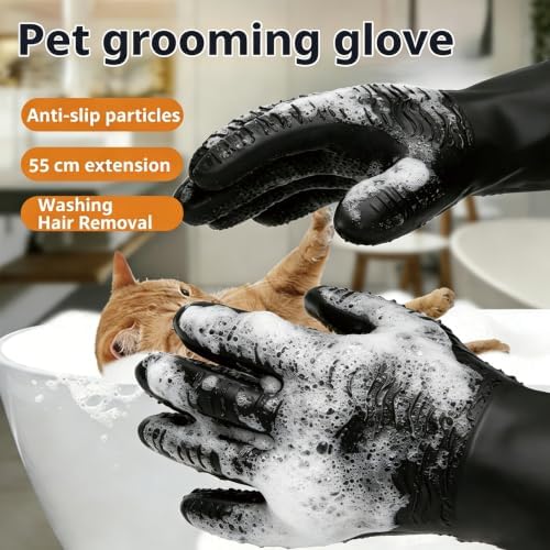 YOFANG 22" Long Sleeve Pet Grooming Bathing Gloves Waterproof - Image 2