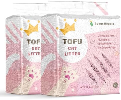 2pcs Pack (6L x 2) Tofu Cat Litter, Clumping Kitty Litter, Flushable,Pea Fiber,Dust Free, Odor Control, Low Tracking, Lightweight by BeansRoyale