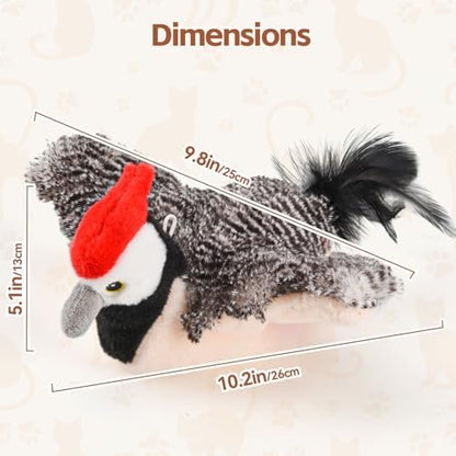 LIFLIX Flappy Bird Cat Toy, Simulated Chirping Flapping Wings Bird, Interactive Catnip Toys, Plush Kitten Exercise Toys for Indoor Cats, Woodpecker(No Flying) - Image 2