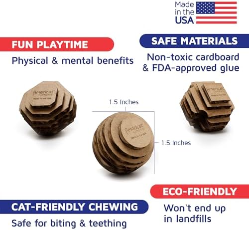 Cat Ball Toys by Americat – Made in USA – Safe Cardboard Cat Toys – for Interactive and Independent Play, Exercise & Stress Relief for All Breeds & Ages (Variety Pack of 3 Balls) - Image 2