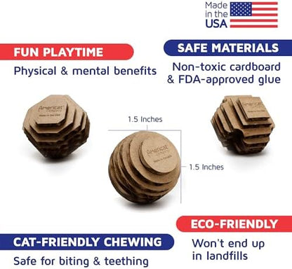 Cat Ball Toys by Americat – Made in USA – Safe Cardboard Cat Toys – for Interactive and Independent Play, Exercise & Stress Relief for All Breeds & Ages (Variety Pack of 3 Balls) - Image 2