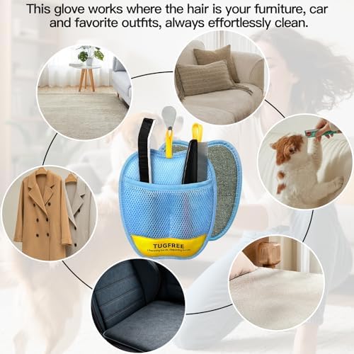 TUGFREE Pet Hair Removal Glove for Dogs & Cats, Electrostatic Magic Brush Grooming & Washable Fur Remover Mitt for Furniture Couch Carpet Clothes Car Seats, 60% More Efficient Pet Hair Remover - Image 5