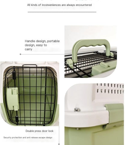 Cat and Dog Bags Pet Air Box with Skylight Pet Checked Box Outing Portable Box Cat Cage Dog Car Transport Box Air Box Pet Travel Bags(G,B)