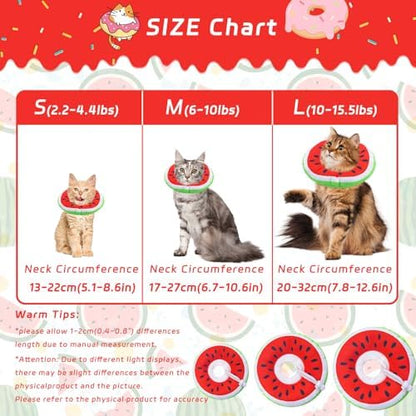 Seyezo Cat Cone Collar Soft, Adjustable Cat Recovery Cone, Watermelon, M - Image 2